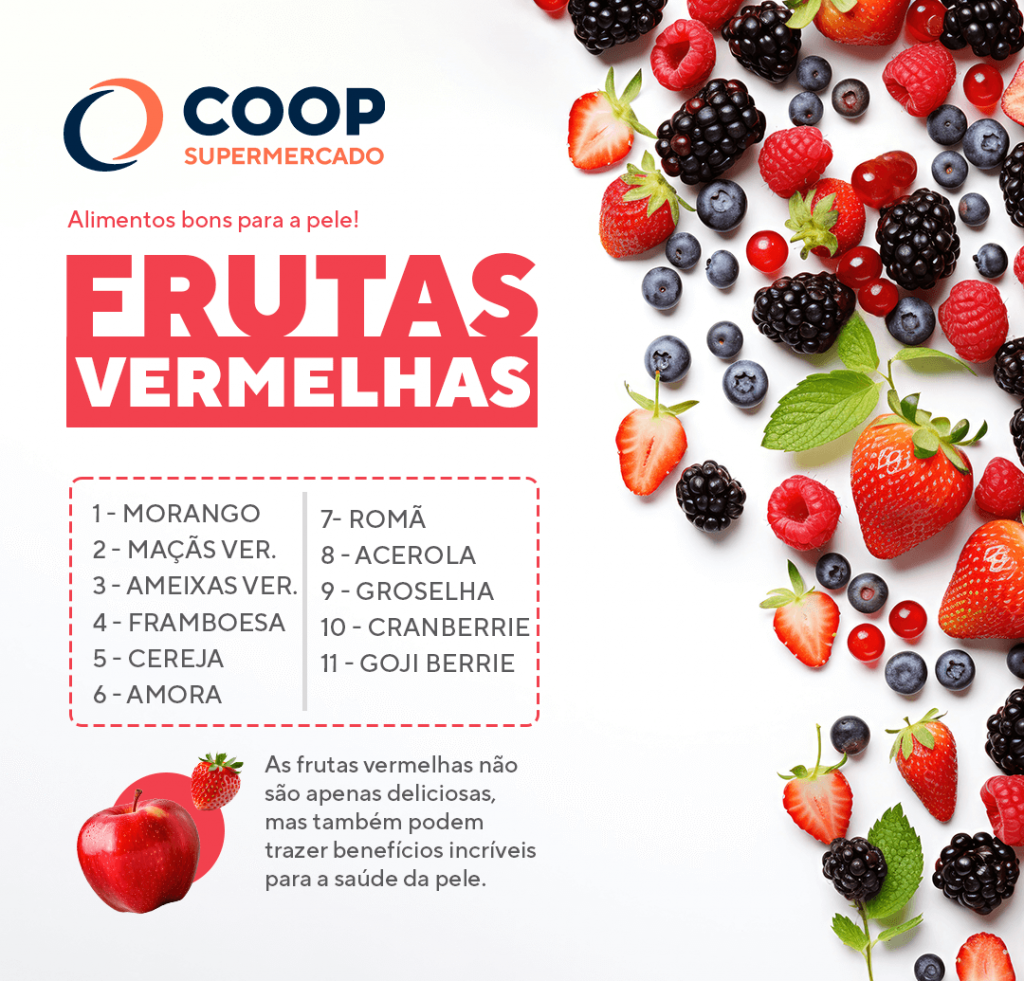 Skin Cycling Infográfico Alimentos Bons Pra Pele Frutas Vermelhas